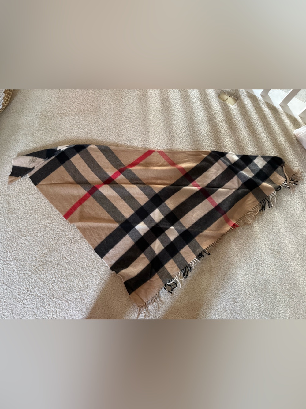 Burberry Tan Check Fringe Bandana scarf Scarf